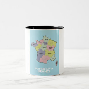 Politische Landkarte Frankreichs Zweifarbige Tasse