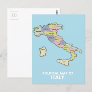 Politische Landkarte Italiens Postkarte