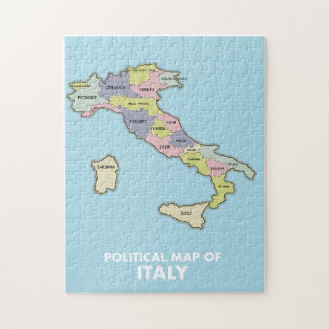 Politische Landkarte Italiens Puzzle (Vertikal)