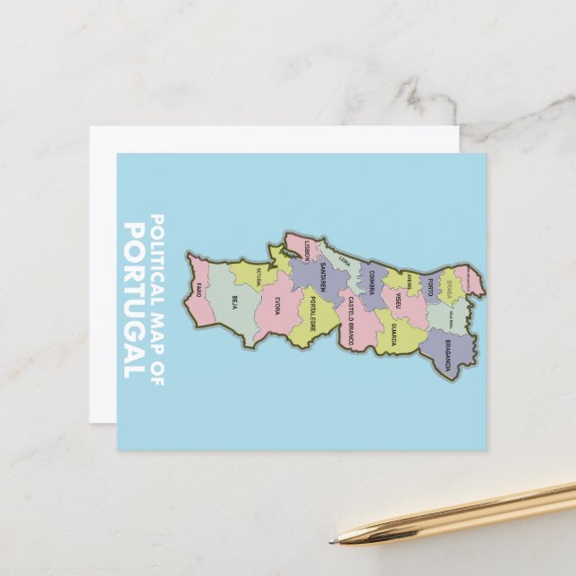 Politische Landkarte Portugals (Vorderseite/Rückseite Beispiel)