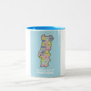 Politische Landkarte Portugals Zweifarbige Tasse
