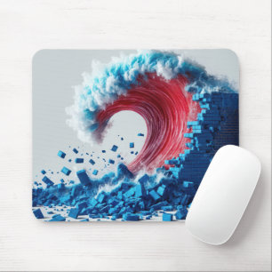 Politische Rote Welle mit blauer Mauer Mousepad