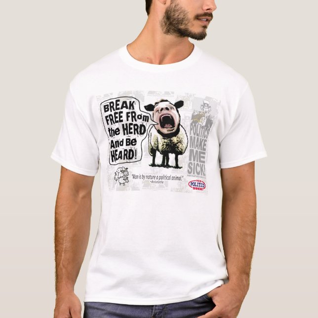 Politische Schafe Sheople Sheeple Schreie T-Shirt (Vorderseite)