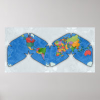 Politische Weltkarte Cahill-Keyes-Projektion