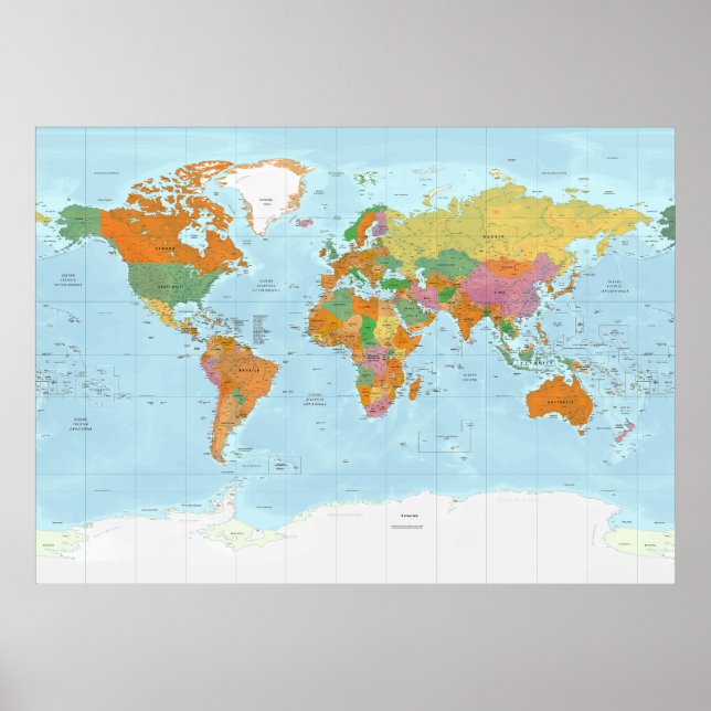 Politische Weltkarte Italienisch Poster (Vorne)