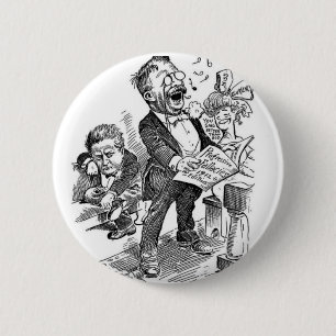 Politischer Cartoon Theodore Roosevelt 1912 Button