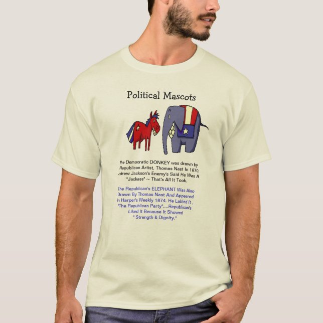 POLITISCHER ESEL U. ELEFANT T-Shirt (Vorderseite)