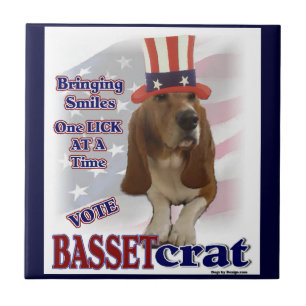 Politischer Humor im Basset Hound Fliese