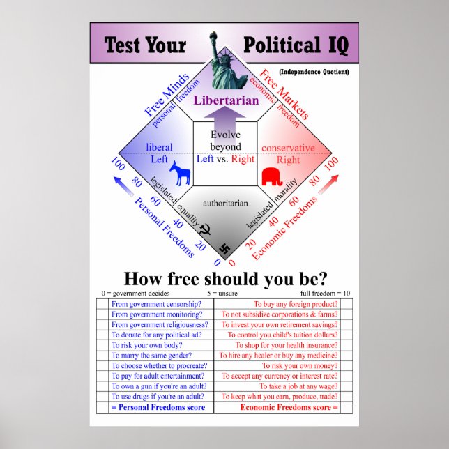 Politischer IQ-Test Poster (Vorne)