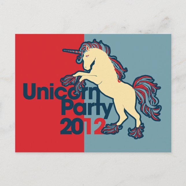 Politisches Parody-Unicorn-Party Postkarte (Vorderseite)