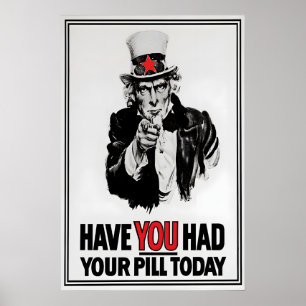 Politisches Plakat Geburtenkontrolle Onkel Sam Wah