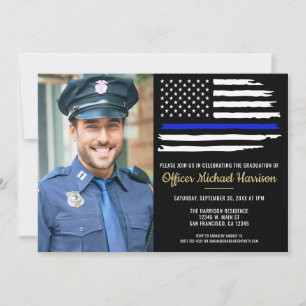 Polizei-Abschluss Blaue Linie Polizeibehörde Foto Einladung