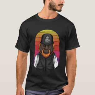 Polizei-Affe Moderne Schwarze Kunstillustration T-Shirt