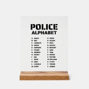 Polizei Alphabet Kennungstabelle Phonetischer Code Acrylschild