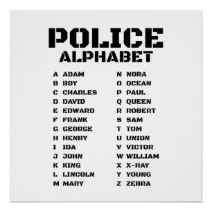 Polizei Alphabet Von Adam bis Zebra Einzigartig Poster