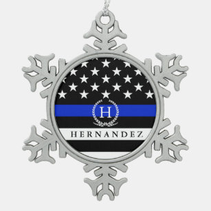 Polizei angeredetes amerikanische Flagge Schneeflocken Zinn-Ornament