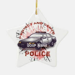 Polizei Auto Schmuck Keramik Ornament