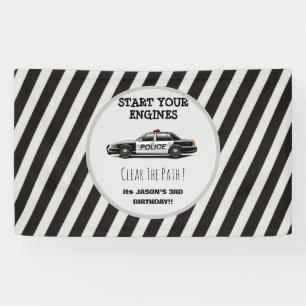 Polizei Auto Sirene Jungen Blau Geburtstagsfeier Banner