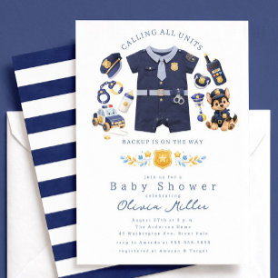Polizei-Baby-Shower-Einladung Blaue Streifen Einladung