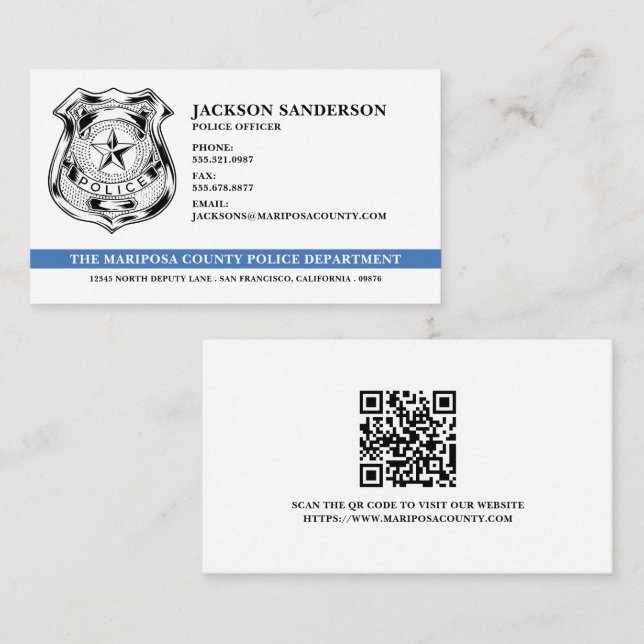 Polizei Beamter Rechtsdurchsetzung QR-Code-Logo Visitenkarte (Vorne/Hinten)