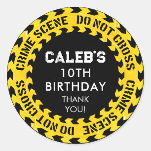 Polizei Birthday Party Crime Szene nicht überquere Runder Aufkleber