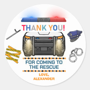 Polizei Birthday Party Gefallen Runder Aufkleber