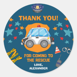 Polizei Birthday Party Gefallen Runder Aufkleber