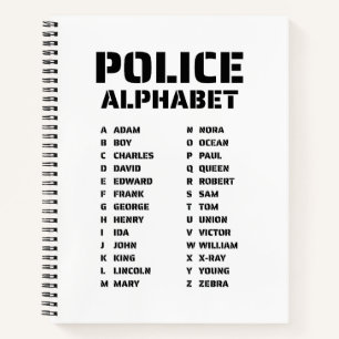 Polizei Buchstabiertafel Spiralblock Notizbuch