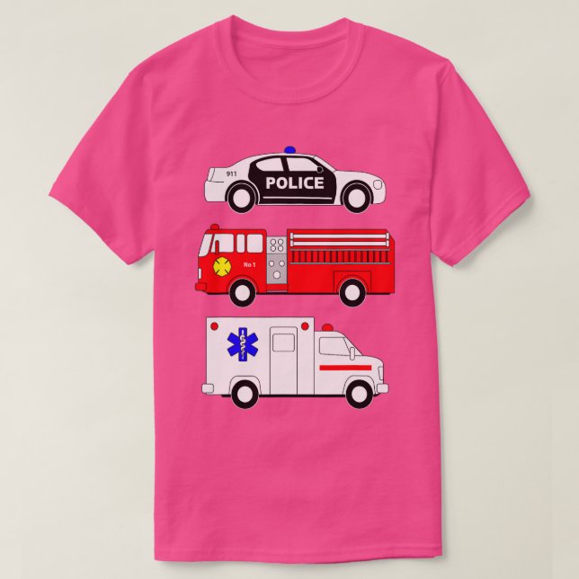 Polizei Car Fire Truck Ambulance First Responders  T-Shirt (Design vorne)