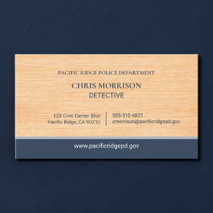 Polizei Detective Wood Logo Visitenkarte