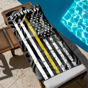 Polizei-Dispatcher   Dünne Goldlinien-Flagge Custo Strandtuch