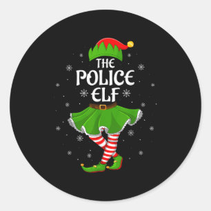 Polizei Elf Weihnachtsfamilie Mädchen Elf Squad Runder Aufkleber