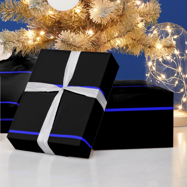 Polizei für Strafverfolgung dünne blaue Linie Geschenkpapier (Feiertage)