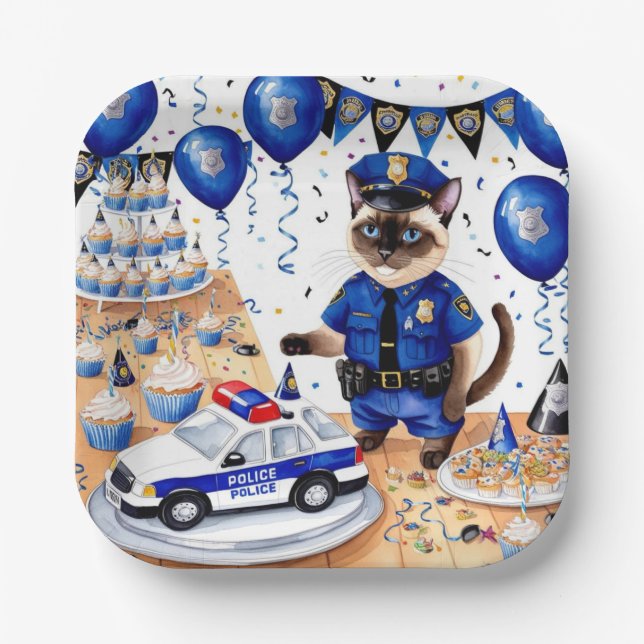 Polizei Geburtstag Pappteller (Vorderseite)