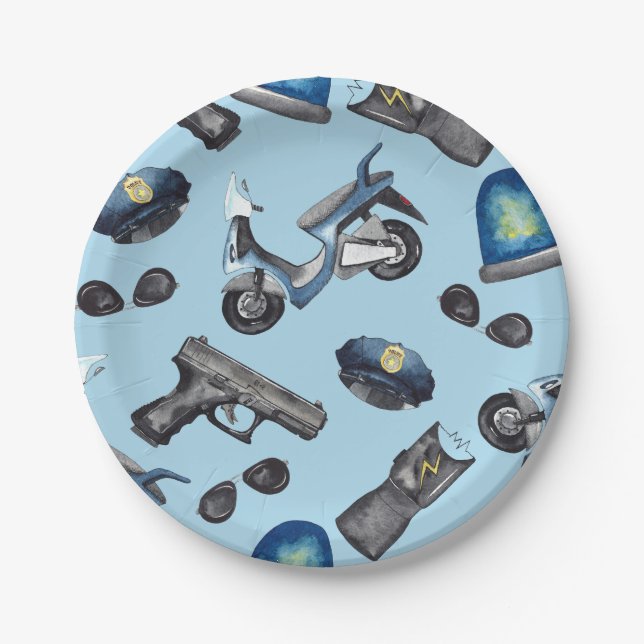 Polizei Geburtstag Pappteller (Vorderseite)