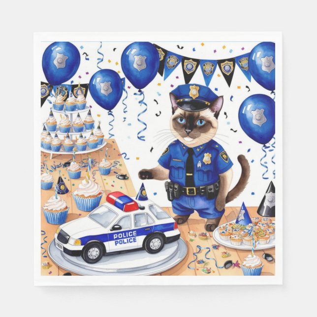 Polizei Geburtstag Serviette (Vorderseite)