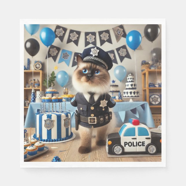 Polizei Geburtstag Serviette (Vorderseite)