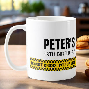Polizei-Gelb-Bänder-Geburtstag Kaffeetasse