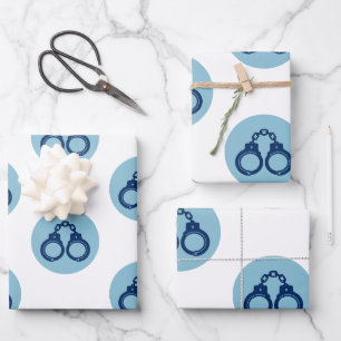 Polizei Handschellen Geschenkpapier Dünne blaue Set