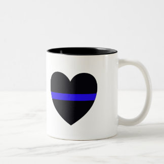 Polizei-Herz verdünnen Blue Line Zweifarbige Tasse