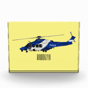 Polizei-Hubschrauber Cartoon-Illustration Fotoblock