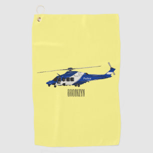Polizei-Hubschrauber Cartoon-Illustration Golfhandtuch