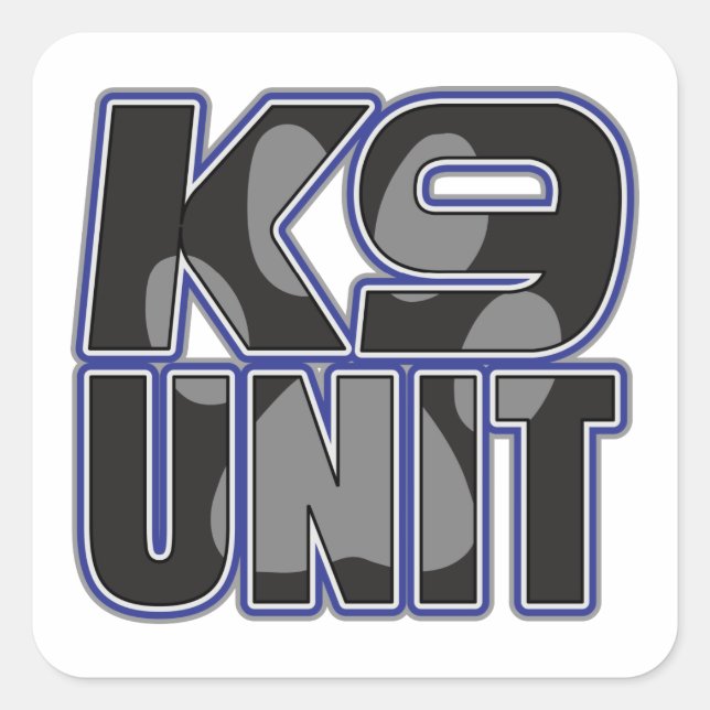 Polizei-K9-Einheit Paw-Druck Quadratischer Aufkleber (Vorderseite)