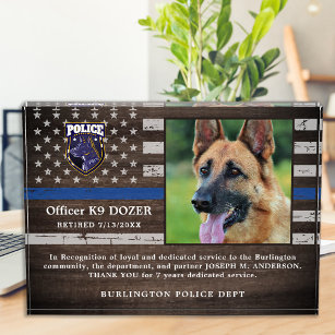 Polizei K9 Hundestrafverfolgungsbeamte Zurückstell Acryl Auszeichnung