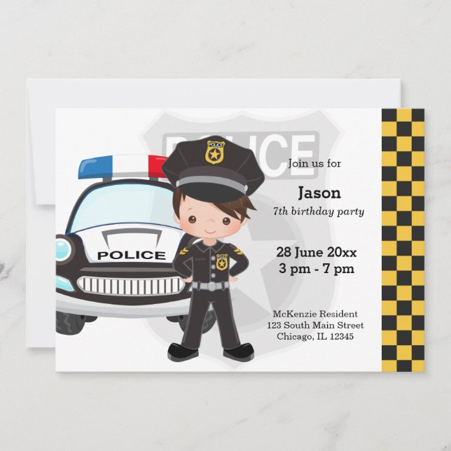 Polizei Kinderparty Einladung (Vorderseite)