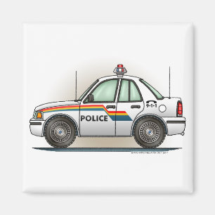 Polizei-Kreuzer-Auto-Polizist-Auto-Quadrat-Magnet Magnet