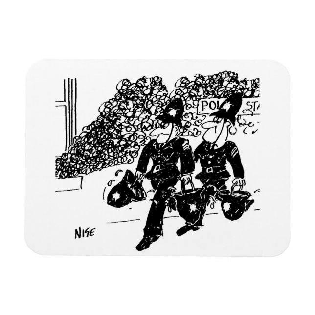 Polizei macht Feuer mit Wasser in Helmen Magnet (Horizontal)