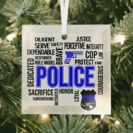 Polizei mit Words Glass Ornament Aus Glas