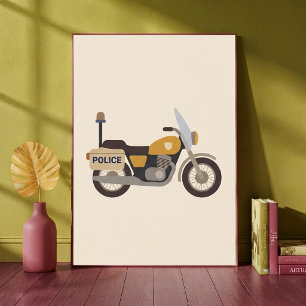 Polizei-Motorrad-Neutrales-Nursery-Kunst-Druck Poster