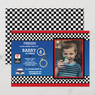 Polizei-Offizier-Geburtstags-Party-Detektiv-Foto Einladung